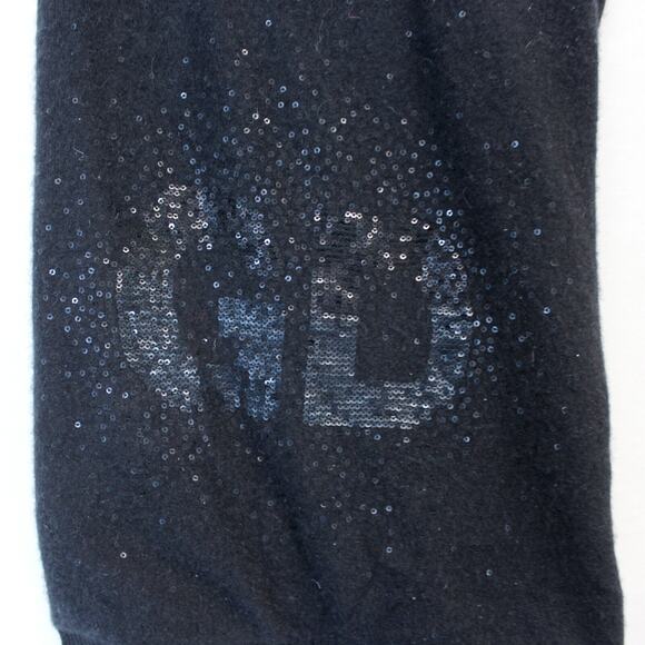 GD Knit 2-ply 100% Cashmere Double Black Sequin logo Scarf Soft Warm Designer - Picture 9 of 9